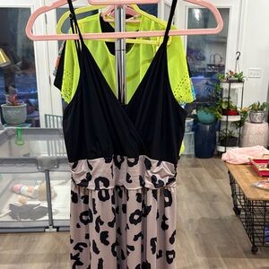 Elegant Black and Tan Leopard Print Maxi Dress